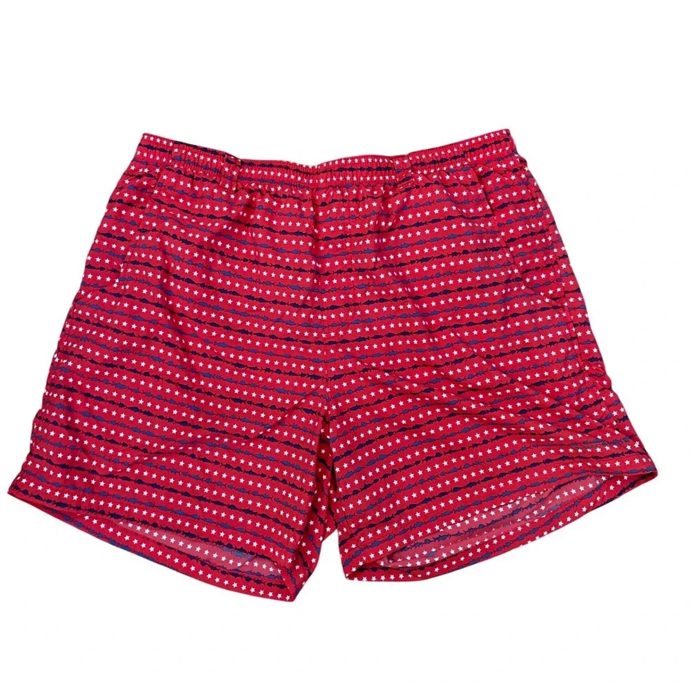 Columbia Swim Trunks Mens Red Patriotic Star Fish PFG Shorts SIZE L